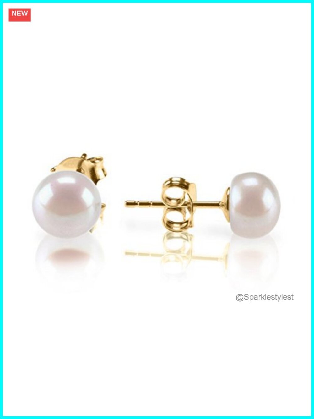 14K Gold Plated Freshwater Cultured Pearl Stud Earrings for Women